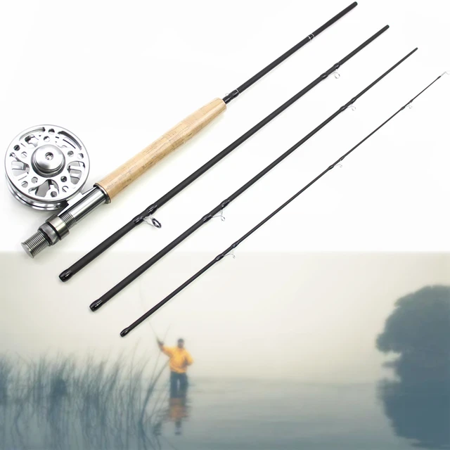 Lightweight Compact Fly Fishing Rod and Reel Combo - Full Kit - 2.4m Length