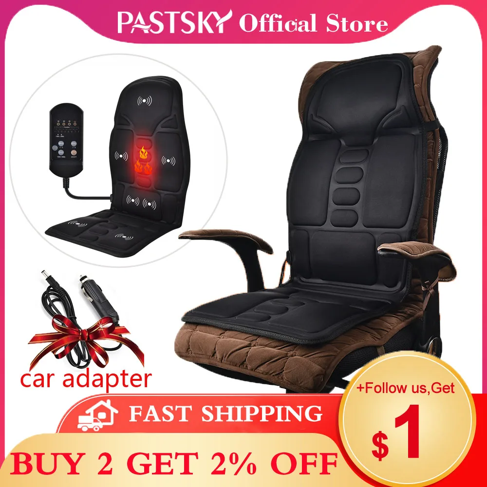 BestMassage 8-Motor Vibration Full Back Heated Car Seat Massager for Home  Office Seat Use