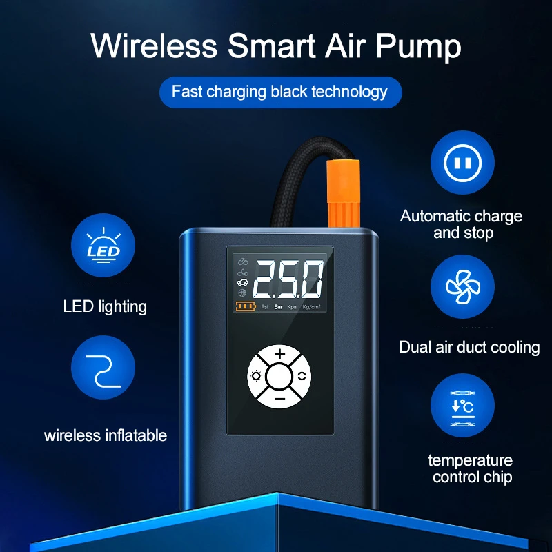 Für Xiaomi Smart elektrische Luftpumpe Mini tragbare drahtlose Reifen  aufblasbare Entlüftung Inflator 12V Luft kompressor Pumpe Auto - AliExpress