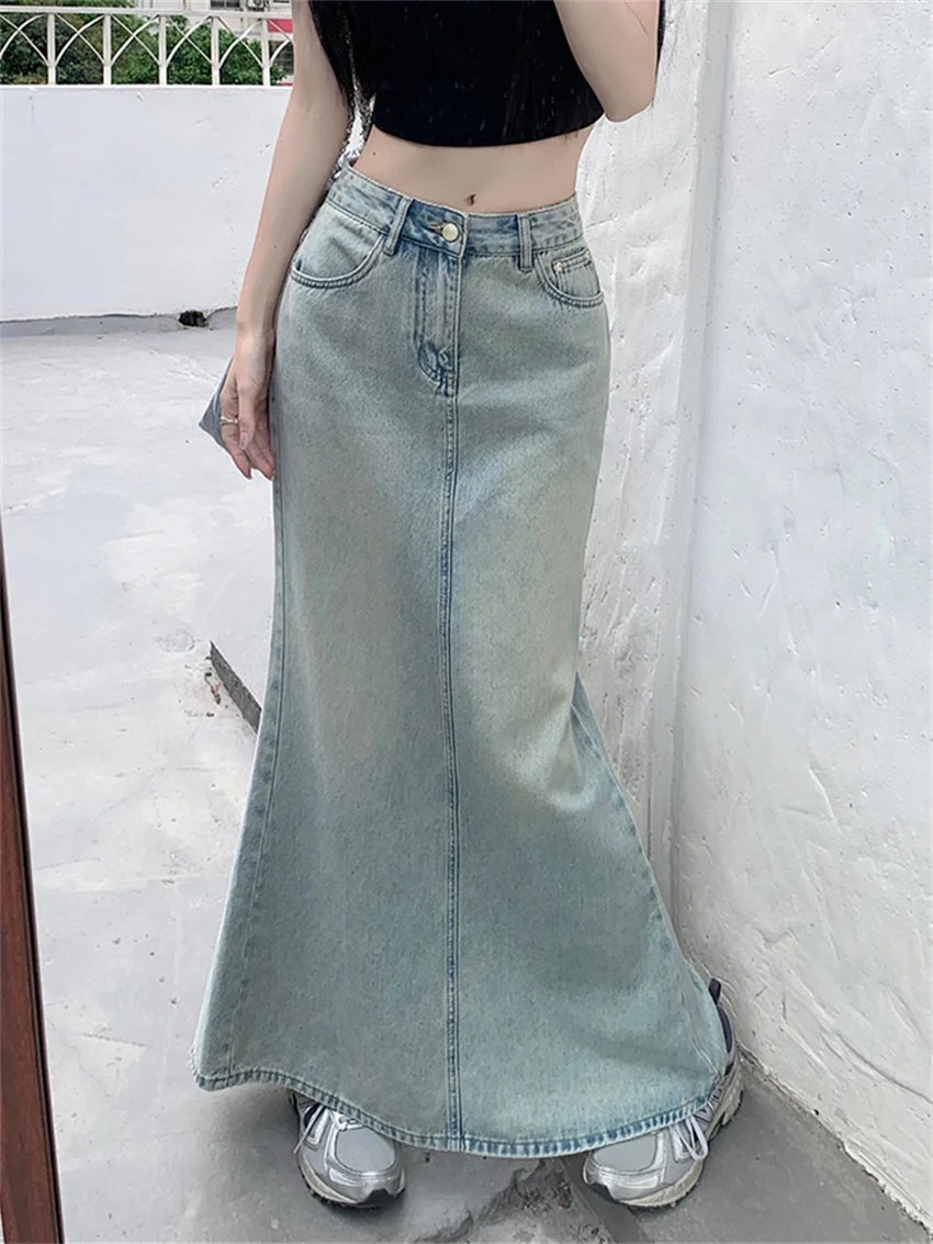 

Женская Облегающая джинсовая юбка Alien Kitty, обтягивающая длинная юбка с высокой талией, шикарная летняя офисная юбка, 2023