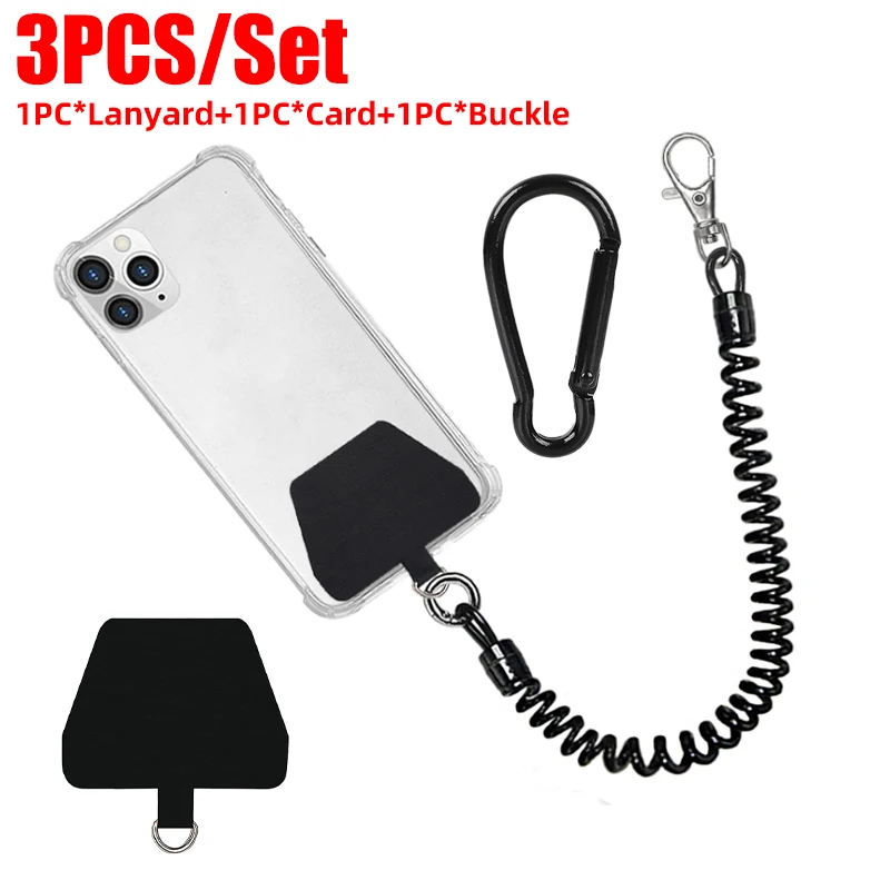 Telescopic Anti-Drop Phone Tether with Buckle and Keychain Attachment