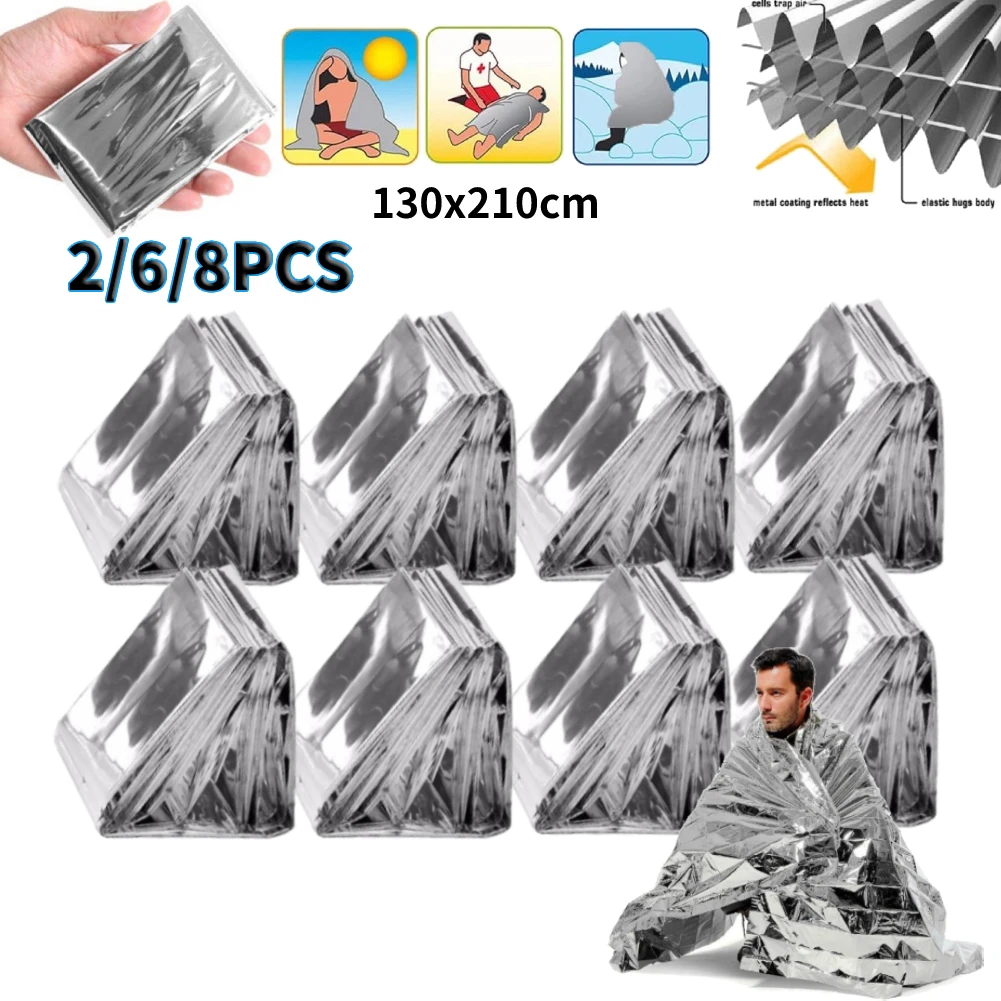 Foil Thermal Blanket Foil First Aid Kit Foil Mat 2/4/8pcs Blanket