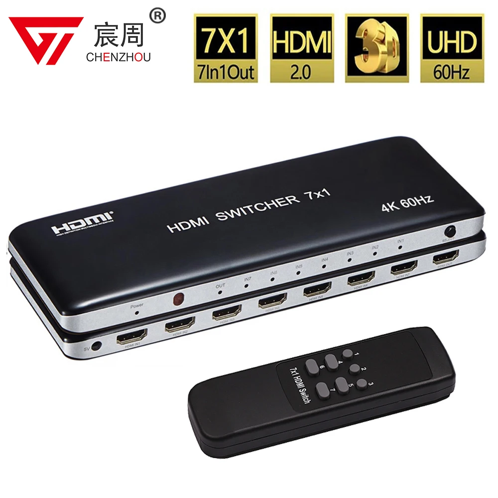 4K 60Hz Hdmi Switch 7X1 4X1 3X1 Hdmi 2.0 Switcher Convertitore Audio Video 7 4 3 In 1 Out Per Ps3 Ps4 Xbox Computer Pc A Tv Hdtv