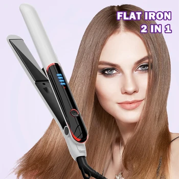 Piastra per capelli professionale in ferro piatto e ferro arricciacapelli riscaldamento rapido rivestimento in ceramica per strumento per lo Styling dei capelli più liscio e lucido 1