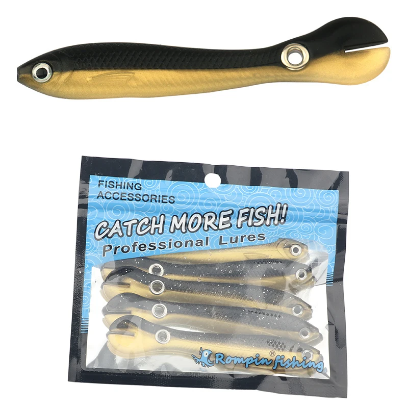 Rompin 5pcs Soft Loach Fishing Lures Hopping Swimbait Shrimp Oil Smell  Glitter Chips Bionic Scale Freshwater Saltwater for Bass