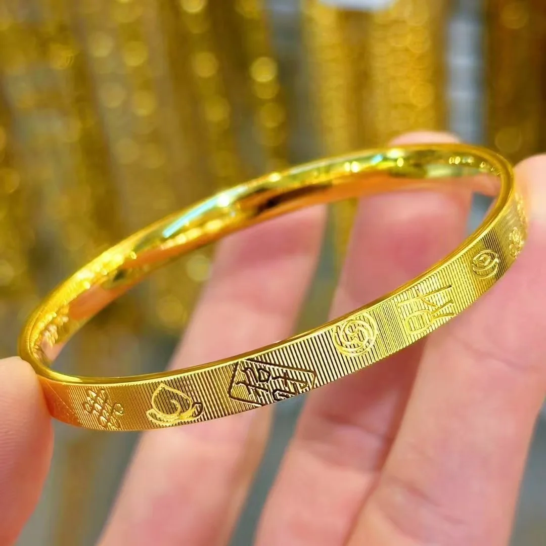 9999 24K real gold ancient method bracelet for men and women, light luxury, high-end, fashionable and temperamental bracelets.