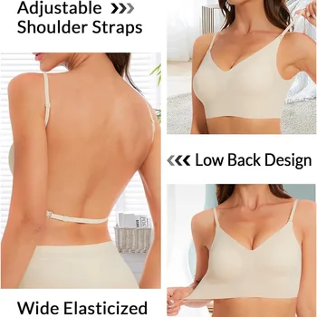 Seamless Low Back Bra Support Multiway Wireless Backless Halter Padded Bralette Lifting Straps Convertible Bras 1