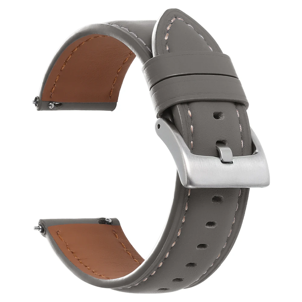 Elegant Vintage Leather Watch Strap - Quick Release in Black, Brown, or Grey