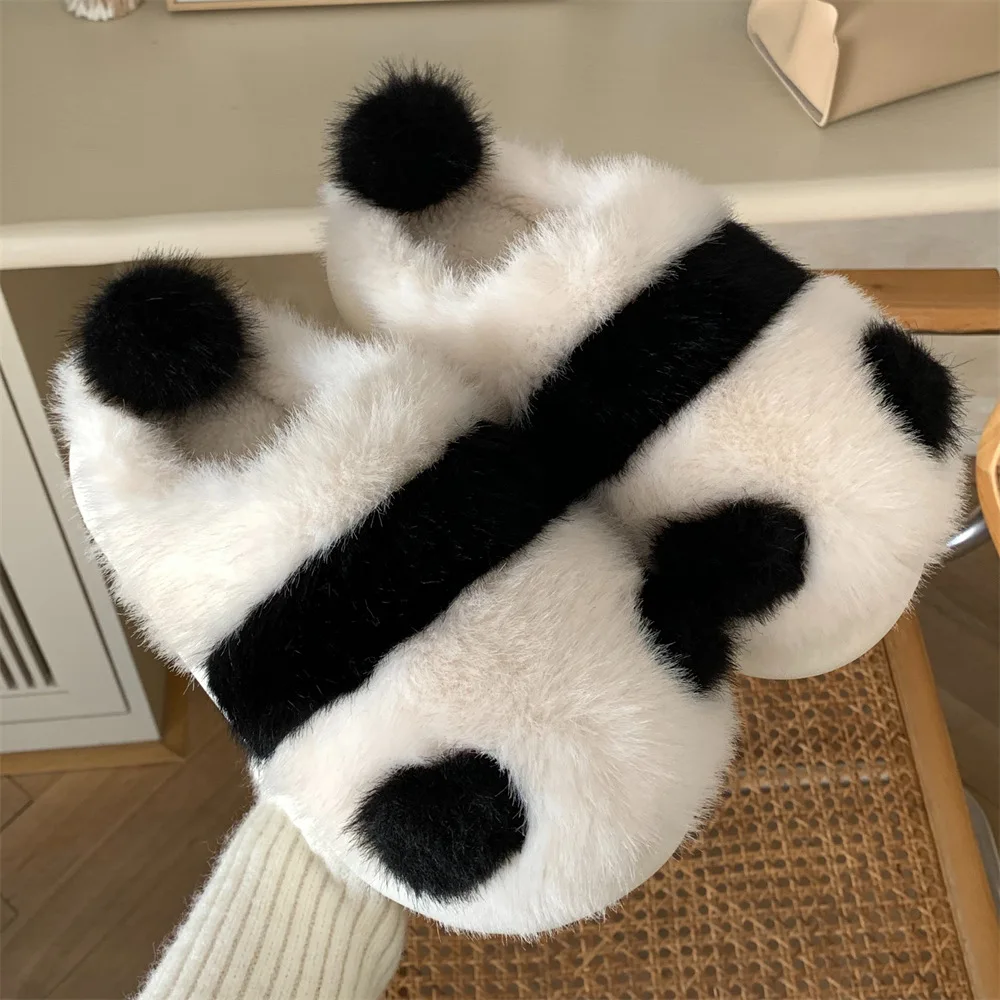 Animal Slipper For Women Cute Cartoon Panda Indoor Slippers Fluffy Winter Warm Slippers Woman Funny Shoes