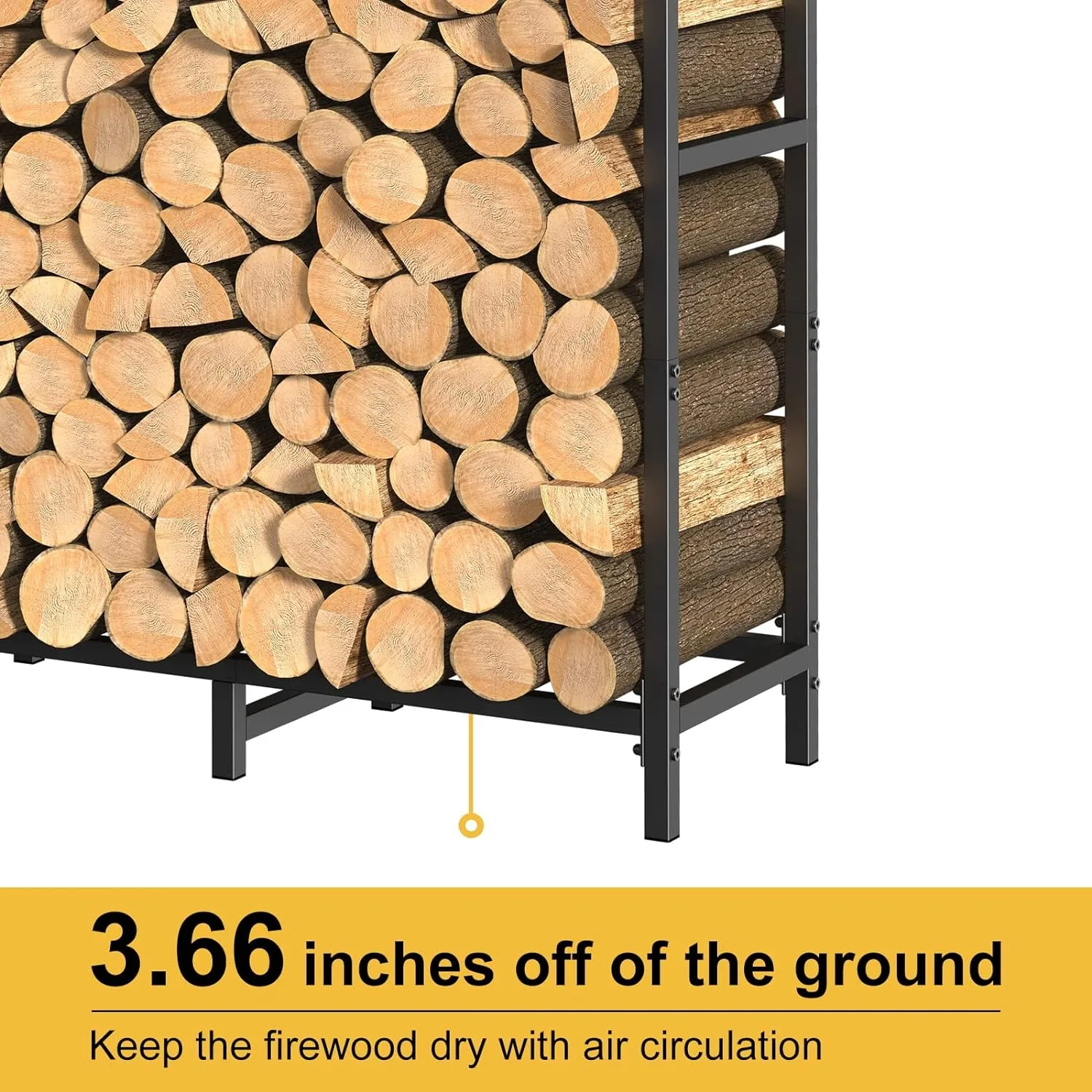 Firewood Rack Outdoor with Cover 5.3ft Firewood Log Rack Fire Log Holder Indoors Adjustable Fire Wood Rack StandBlack Waterproof 3