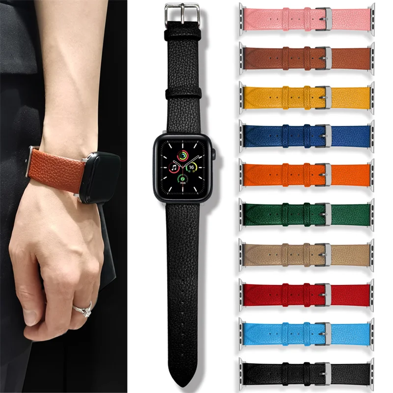 

Calfskin Genuine Leather Watchband 38mm 40mm 41mm for iwatch 8 7 6 5 4 3 SE Replace Wrist Strap 42mm 44mm 45mm for Apple Watch