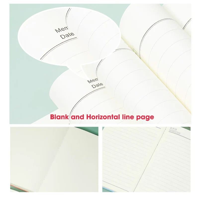 A5 Notebook Thick Notebook Thickened Large Notebook Soft Leather Horizontal Line Diary Blank Notebook Stationery 180 Sheets/Book 5
