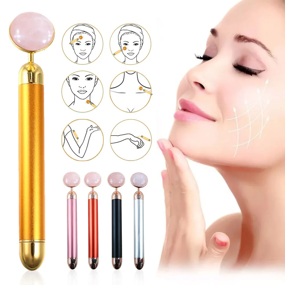 2021 Energy Beauty Bar Golden Pulse Vibrating Facial Roller Massager ...