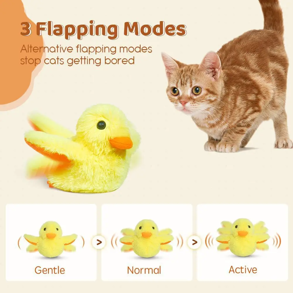 

Electric Flapping Duck Cat Toys With Catnip Simulation Bird Interactive Training Kitten Plush Cat Chew Toys for Cat Accessories