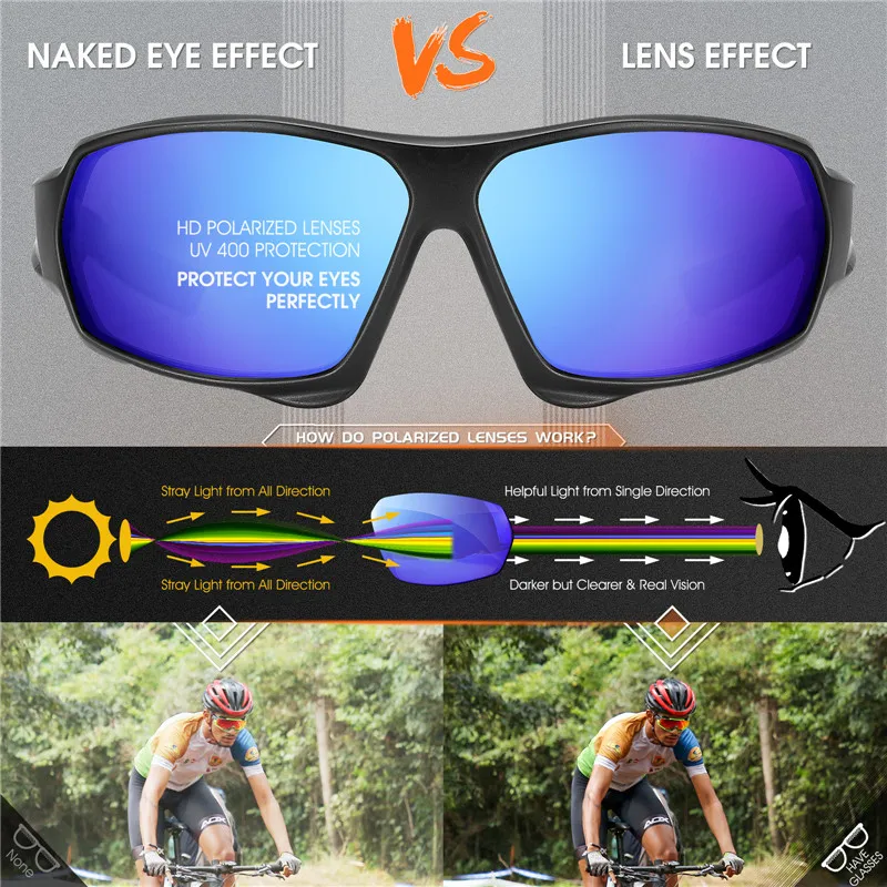 Xiyalai Occhiali Sportivi Polarizzati UV400 – Da Ciclismo, Corsa E Pesca – Leggeri 25g Con Naselli Intercambiabili E Montatura Per Miopi – Certificazione CE
