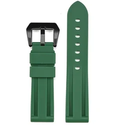 Waterproof Silicone Rubber Strap for Men - Sporty Diving Watch Band Accessories (Green black)