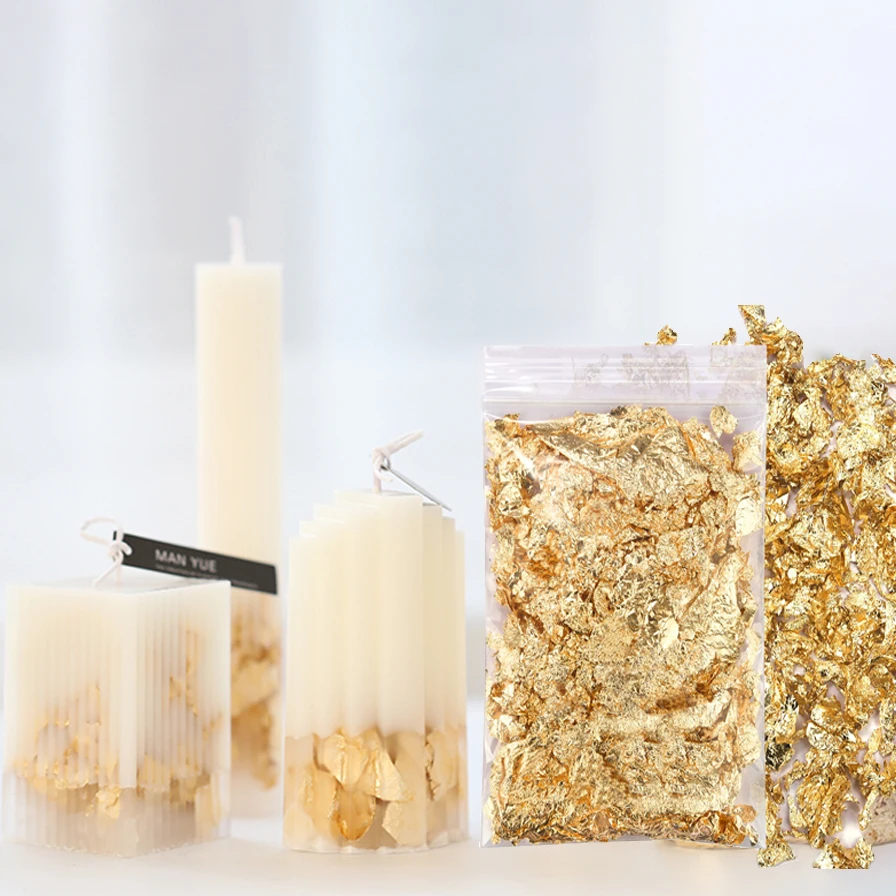 Candle Making Kit Candle Making Supplies Imitation Gold Silver Copper Foil Sequins Glitter Foil Paper Nail Art Candle Making Epoxy Resin Filling Decoration