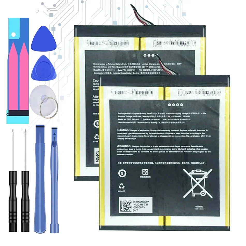 6300mAh Tablet Battery For Kindle Fire HD 10.1 Kindle Fire HD 10.1 7th SL056ZE
