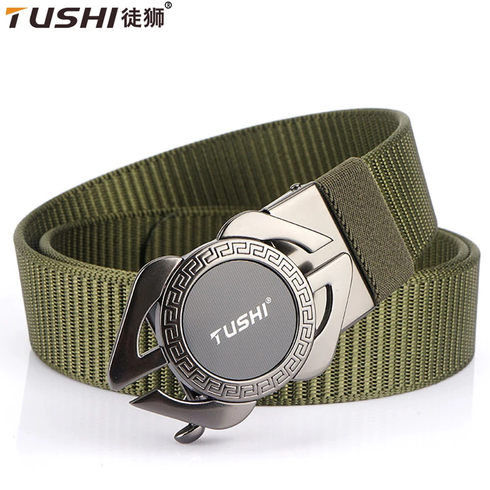 TUSHI New Tactical Belt Military Nylon Outdoor Belt Survival Accessories Quick Release Automatic Buckle Belts for Men Army Black tushi new tactical belt metal automatic buckle quick release belt alloy casual tooling training belt men s trousers outdoor belt