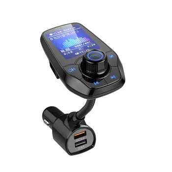 블루투스 5.0 FM 송신기 핸즈프리 자동차 키트 무손실 음악 MP3 플레이어 QC3.0 USB 고속 충전기 (1.8 인치 컬러 스크린)