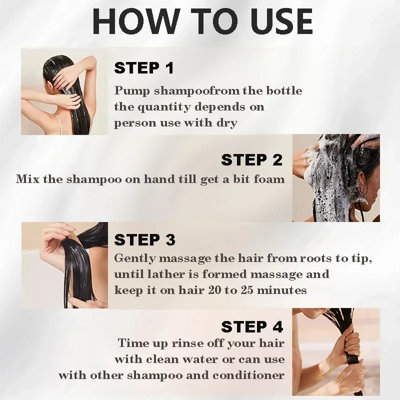 100ml/500ml Hair Dye Shampoo 3in1 Darkening Hairs Instant Gray To Black Polygonum Multiflorum Natural Coloing Cover for Women 6