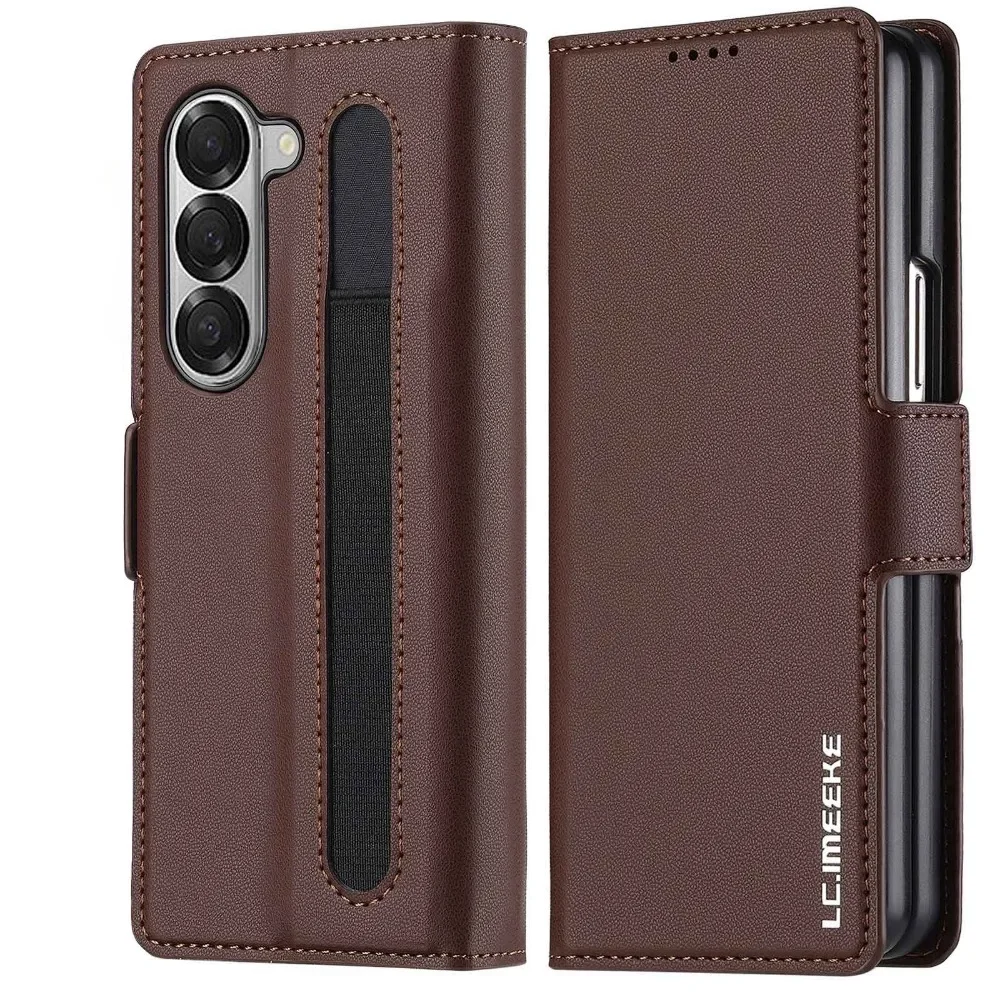 Premium Business Leather Flip Case with Pen Holder and Card Slots