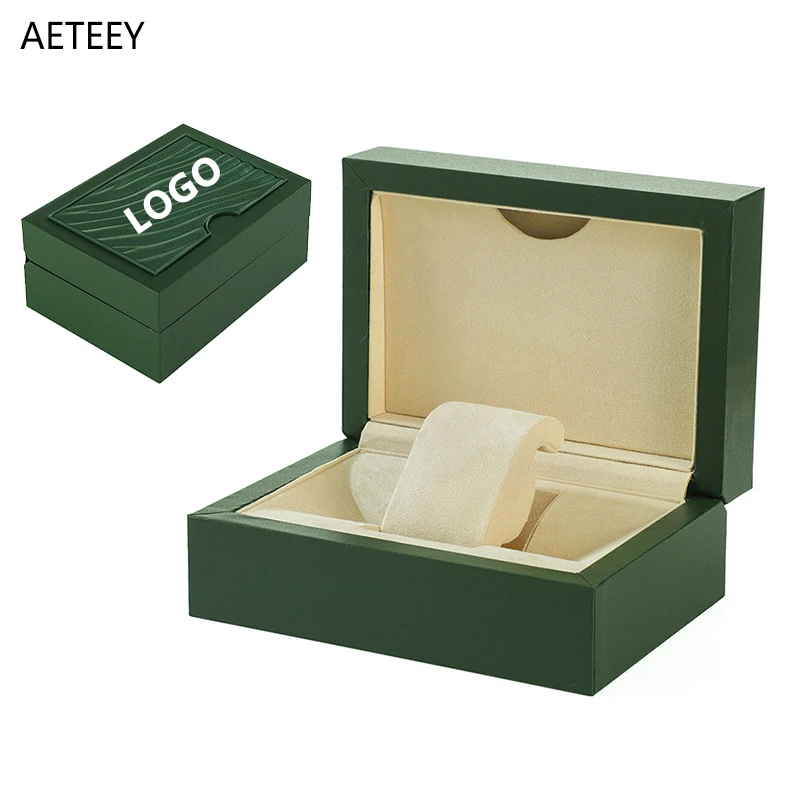 For Rolex Green Luxury Box Watch Case PU Leather Gift Box Jewelry Display Storage Organization Wooden Jewelry Collection Box