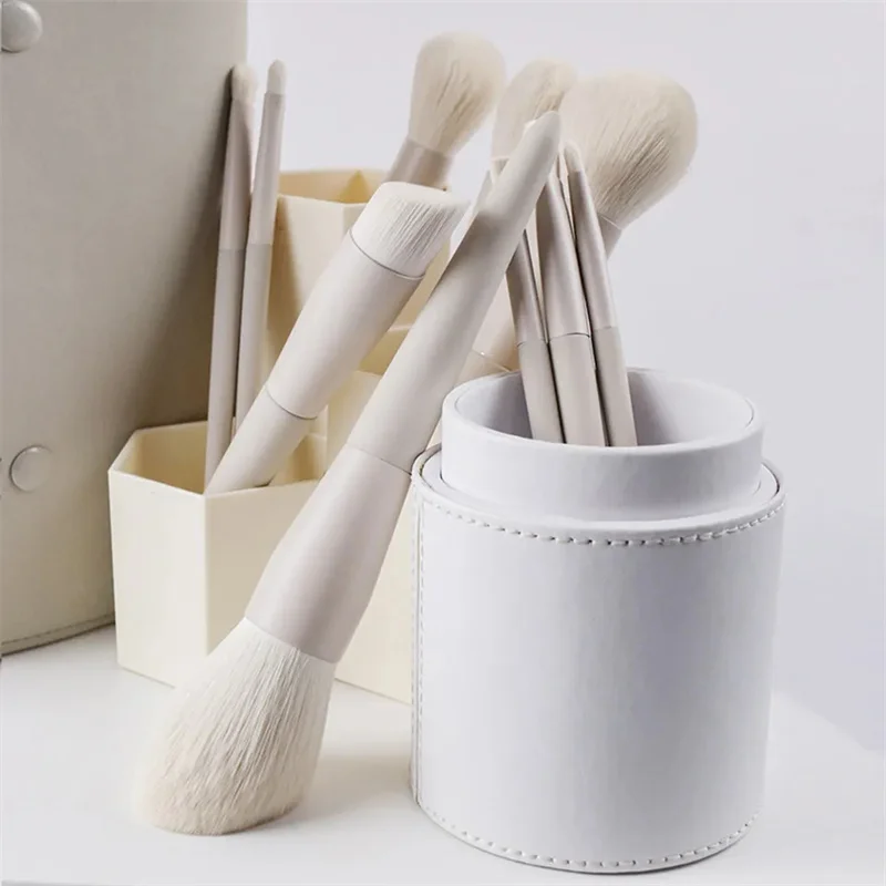 

2023 10pcs Grey Matte Luxury Vegan Professional Concealer Eyeshadow Makeup Brushes Wooden Handle Cosmetic Makeup Brush Set