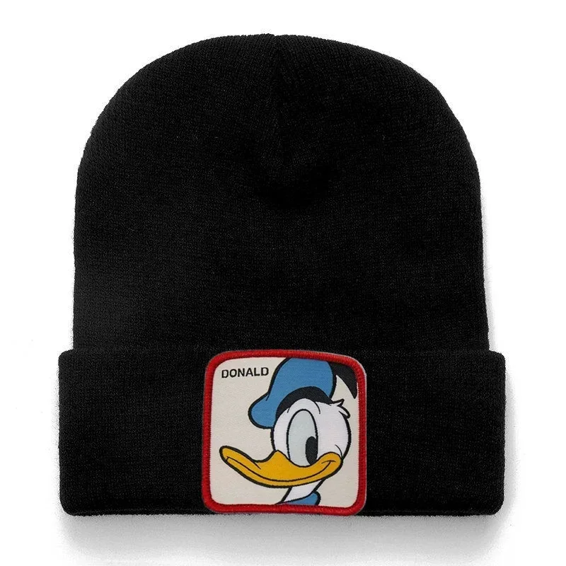 Knit Hat Disney Mickey Donald Cotton Casual Beanies for Men Women Warm Winter Fashion Solid Unisex