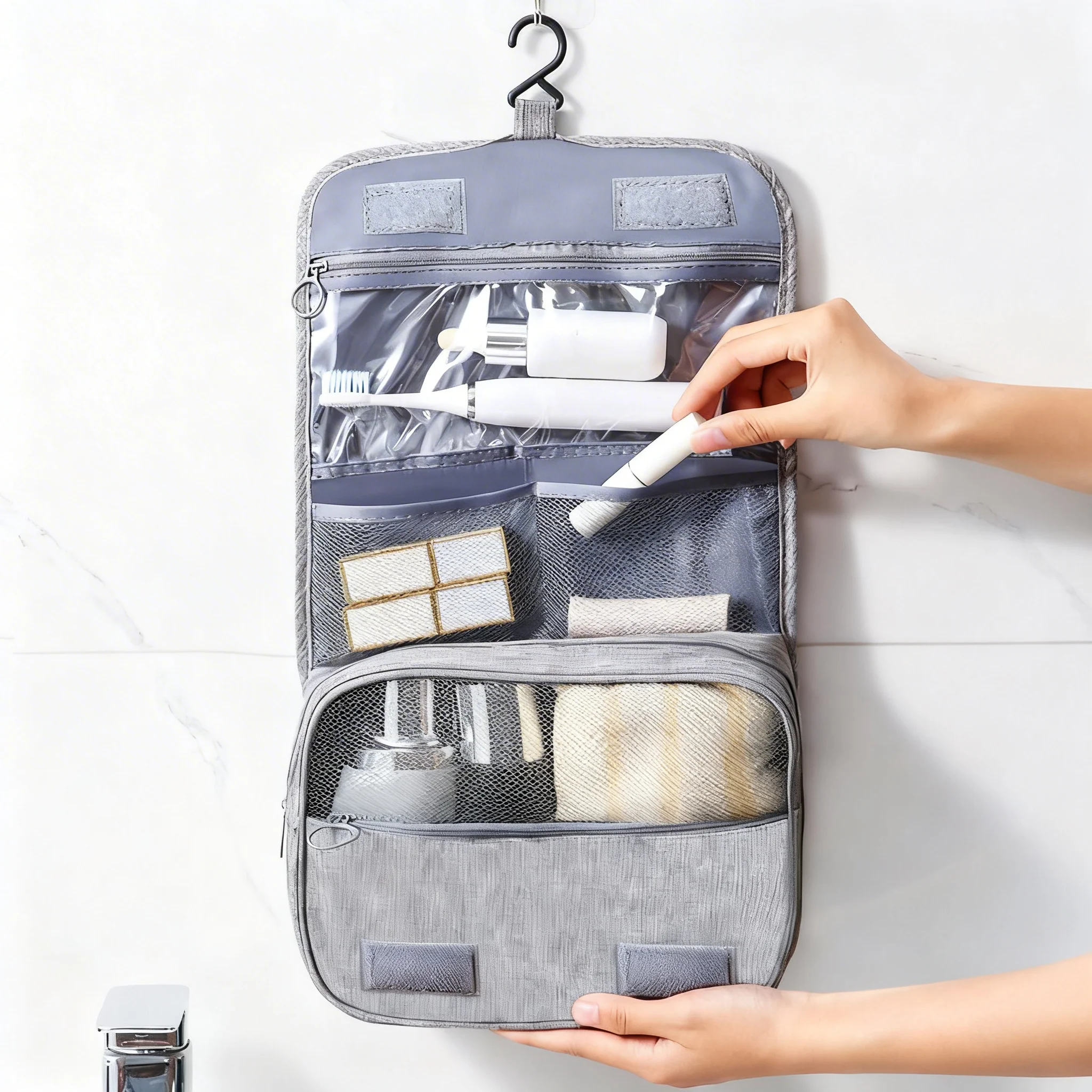 Hanging Toiletry and Makeup Organizer Travel Pouch