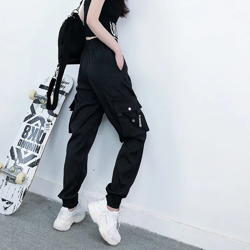 2023 Hot Big Pockets Cargo Pants Women High Waist Loose Streetwear Pants Baggy Tactical Trouser Hip Hop New Female Joggers Pants