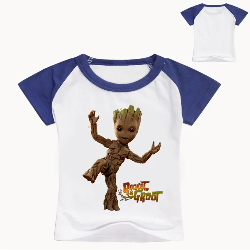 Children Clothing Summer Casual White Tees Tops Clothes For Baby Boys Groot Print Tshirt Girls T-shirt Kids 3D Cotton T Shirts children tshirts,children tops