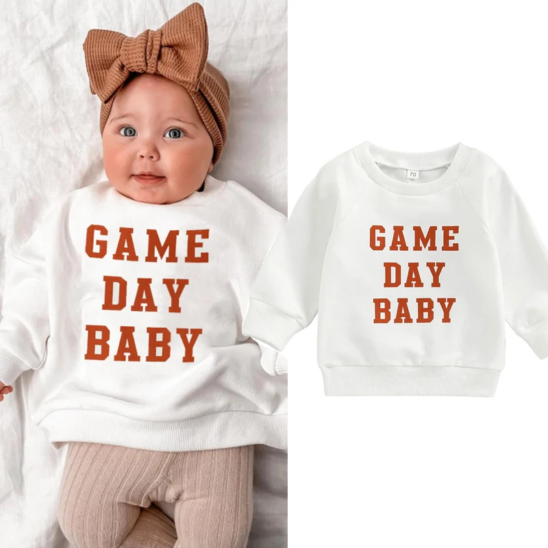 FOCUSNORM 0-3Y Autumn Causal Baby Boy Girls Sweatshirt T Shirts 4 Style Letter Printing Long Sleeve Pullover Outwear