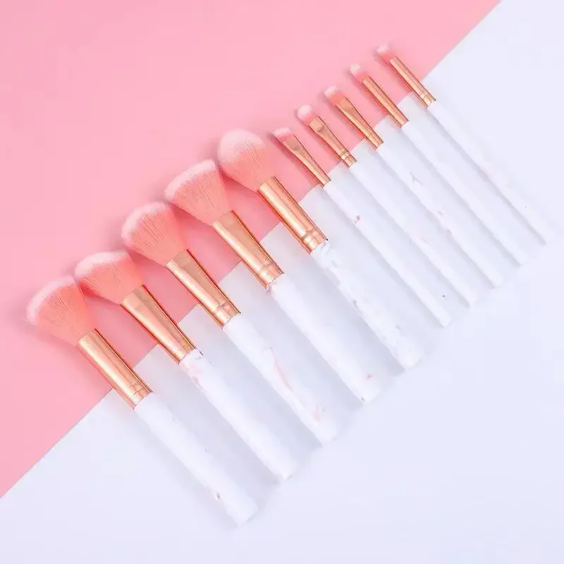 Description Picture 4 of item10 pcs Large Li Stone Pattern Makeup Brush Set 5 Large 5 Small Eyeshadow Lipsti Makeup Tools Poable Beginner Brushes
