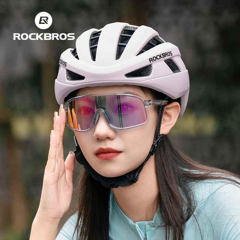 ROCKBROS Cycling Glasses Lightweight Polarized Photochromic Glasses UV400 Sun Protection HD View Large Frame MTB Bicycle