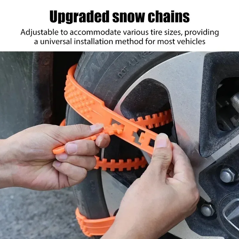 10PCS Car Tire Wide Track Anti-Slip Chains - Thickened Plastic Winter Wheel Traction, Emergency Anti-Skid Tool for Vehicles