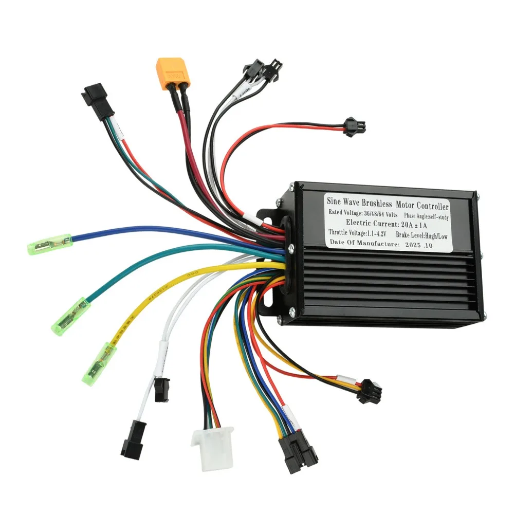 DC36V/DC48V 350W-500W 브러시리스 모터 컨트롤러 전기 자전거 20A 블랙 알루미늄 합금 사인파 DC 전기 모터 컨트롤러