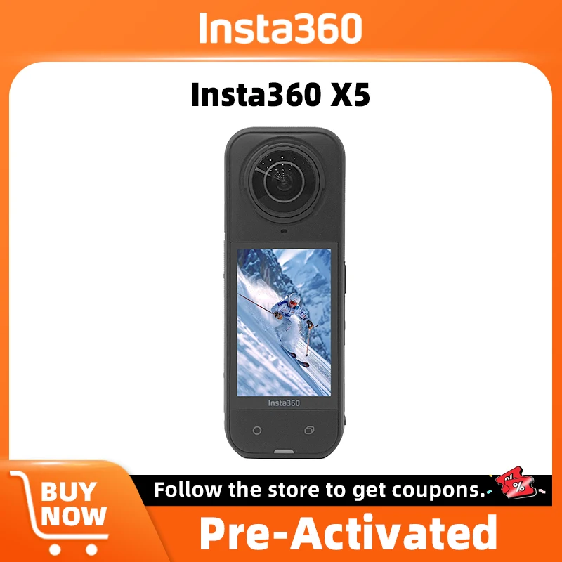 Insta360 X5 1/1.28" Sensors Action Camera 8K30fps 360° Video with Dual Replaceable Lenses FlowState Stabilization