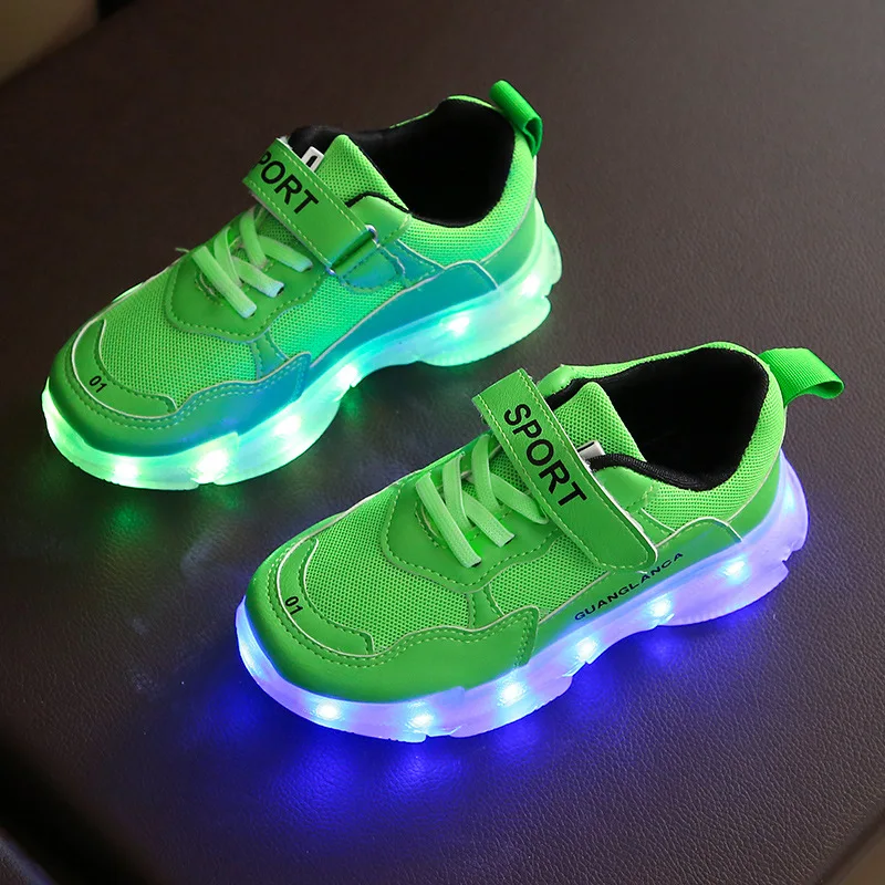 New Children's LED Light Shoes USB Charging Children's Sneakers Mesh Breathable Boys and Girls' Sports Shoes 5