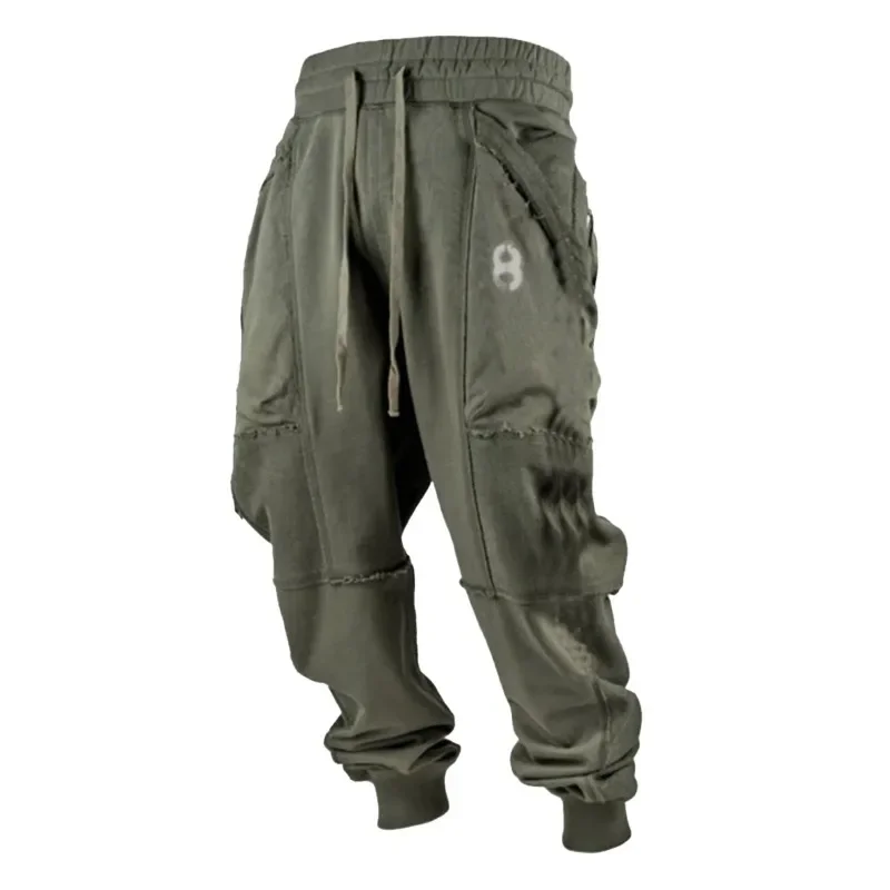 Men's Outdoor Hip-hop Y2k Pants Casual Chic Sweatpants Fashion Sports Autumn Winter Printing Jogging Ventilate Lace-up Trousers