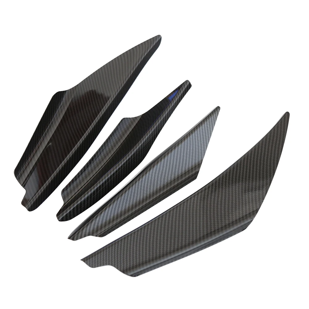 

4Pcs Universal Spoiler Decoration 3D Carbon Fiber ABS Front Bumper Lip Splitter Scratch Protector For Bmw Tesla VW Benz Parts