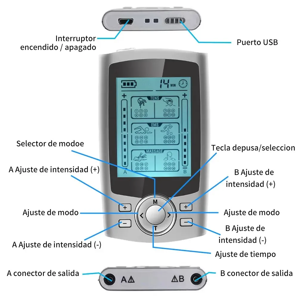 36 Modes Modes Muscle Massager Adjustable Mode TENS EMS Body Physiotherapy Therapy Massager Slimming Machine Muscle Stimulator