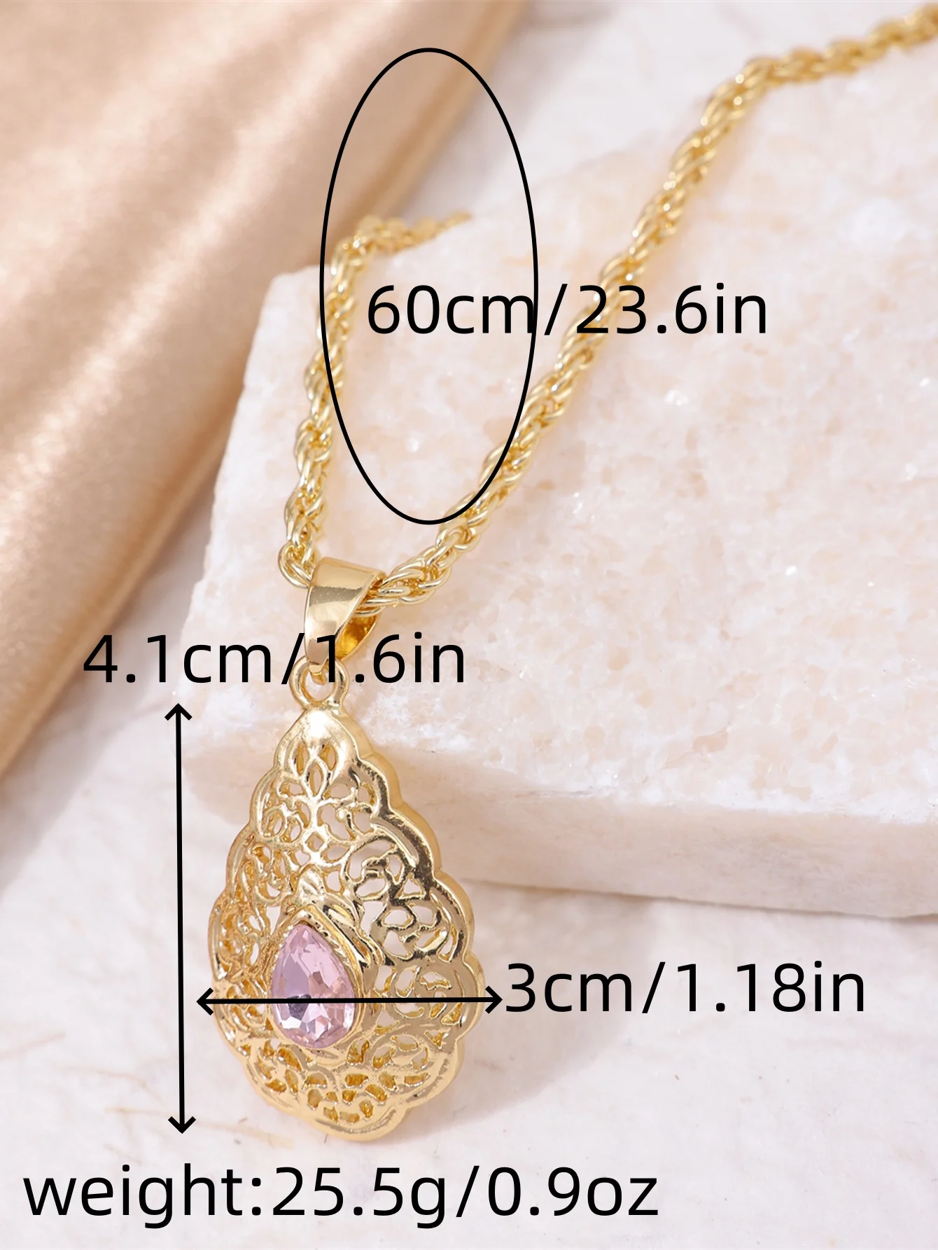 Bridal Jewelry Sets Golden Algerian Classic Wedding Necklace Drop Shape Crystal Pendant