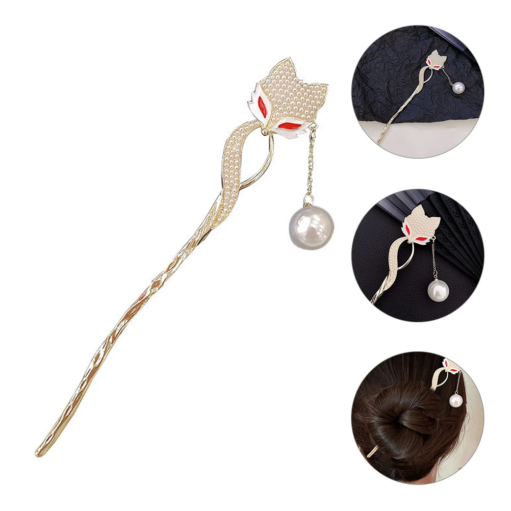 

Hair Pin Fox Hairpin Long Stick Simple Retro Sticks Women Decoration Fork Bride