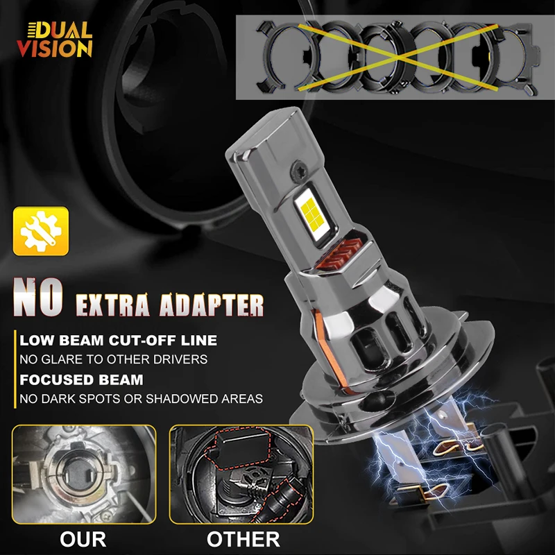 120W 30000LM H7 Led Car Headlights Bulb Canbus For VW Led Fog Lights Mini Fan 5580 CSP Chip Wireless HeadLamp 6000K 12V