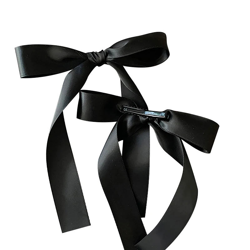 2pcs langes Band schwarze Haars pange Ballett Mädchen Stil Französisch reine Wunsch Fliege Band Geflecht Haar neue Kopf bedeckung Haarschmuck – Detail 7