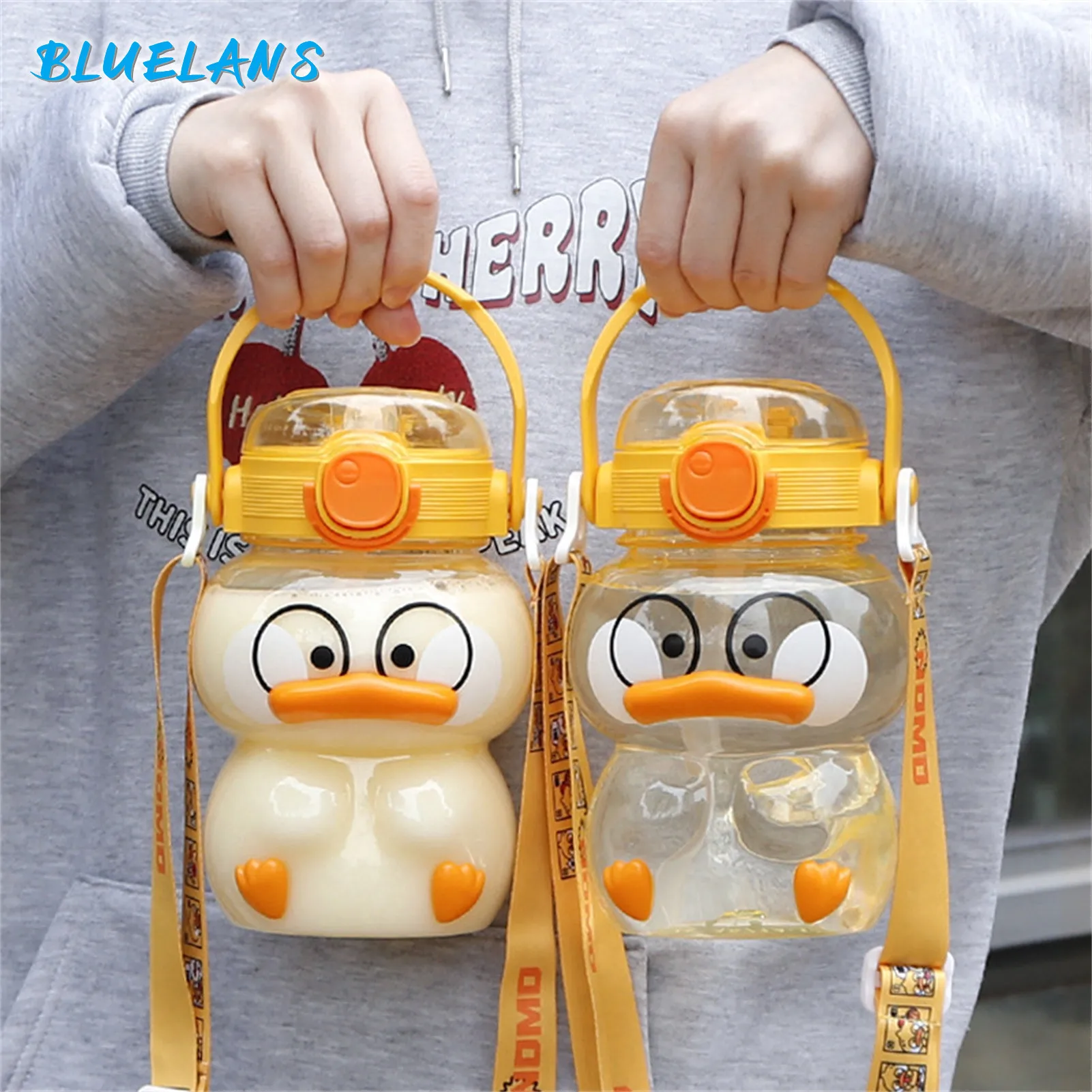 1200ml Large Capacity Lovely Duck Water Bottle Hightransparency One