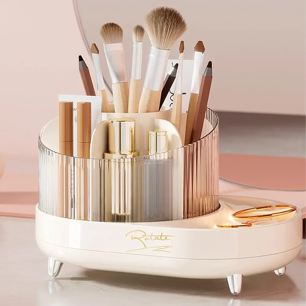 Makeup Brush Holder,360°Rotating Makeup Brushes Organizer,Clear Cosmetic Brushes Holder Storage for Vanity Desktop Bathroom 6