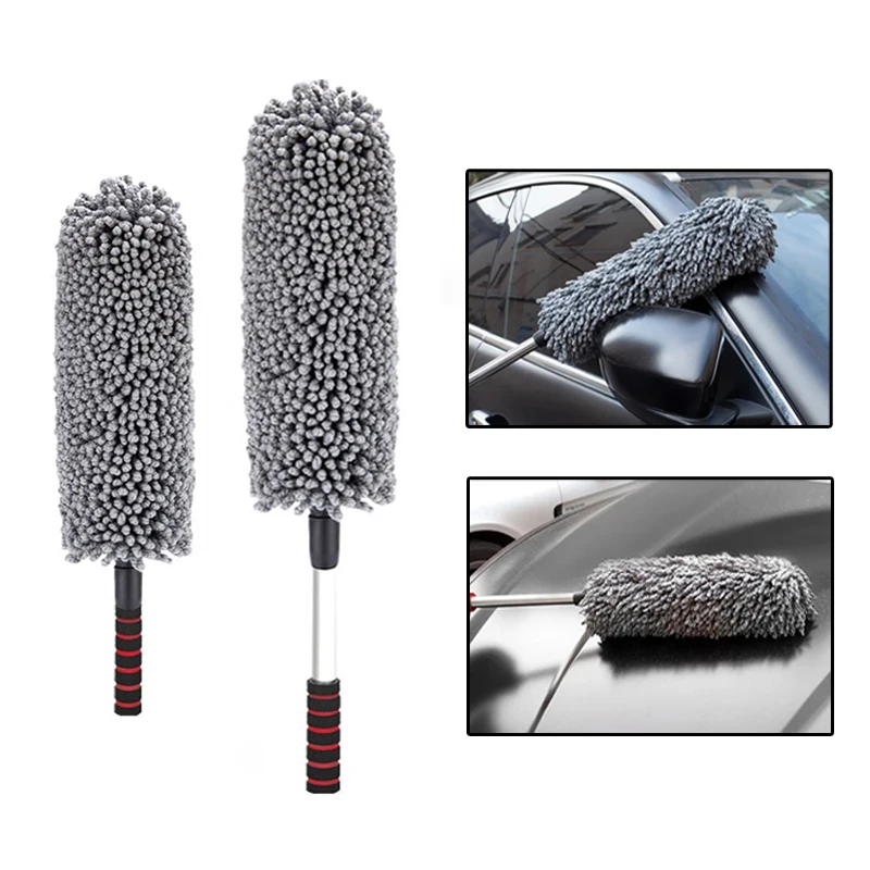 Car Body Duster Retractable Wax Dust Wash Mop Car Tyre Wheel Brush Wet And Dry Dual Use Handle Dust Remover