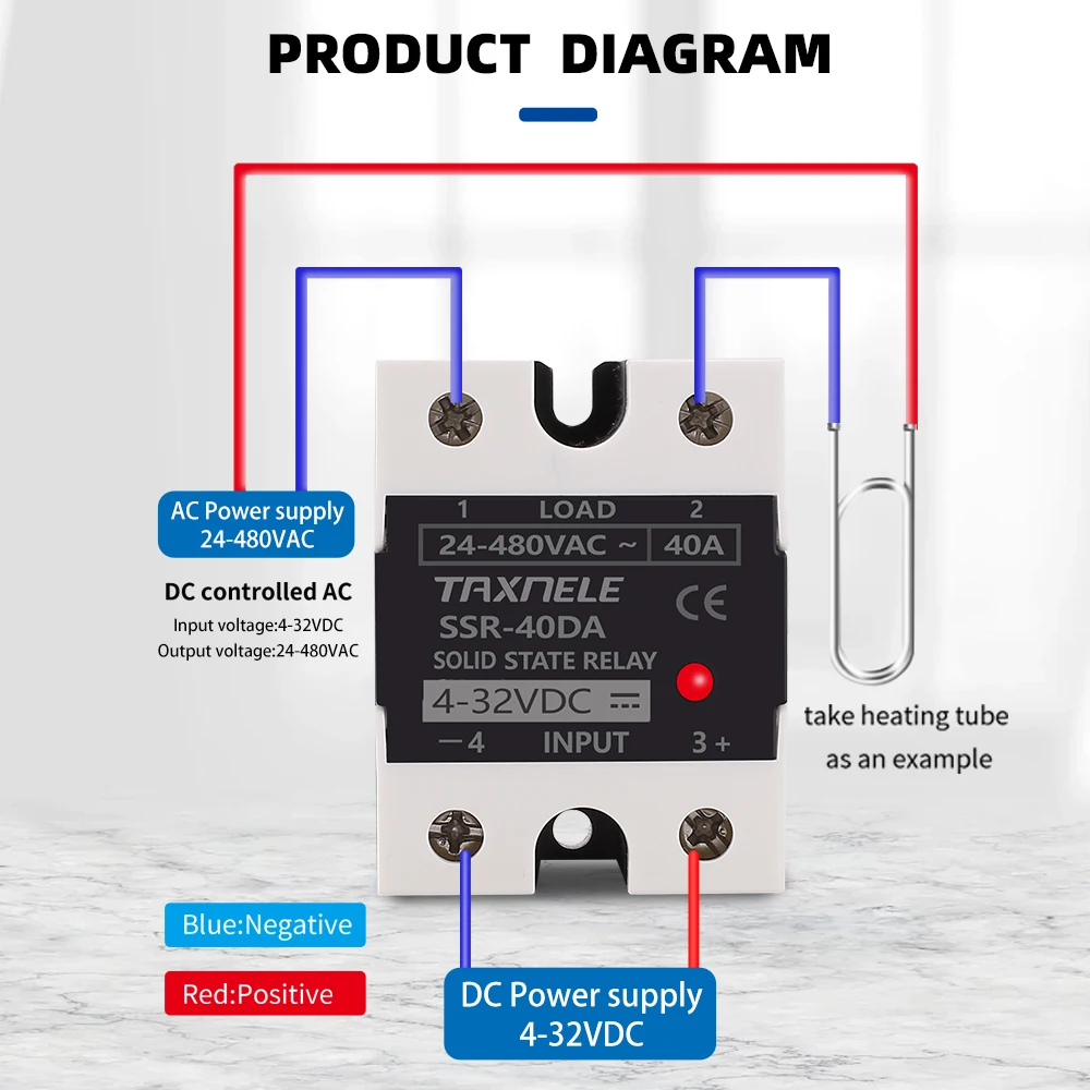 High-Performance Industrial Solid State Relay - DC to AC, 4-32VDC Input, 24-480VAC Output, Black